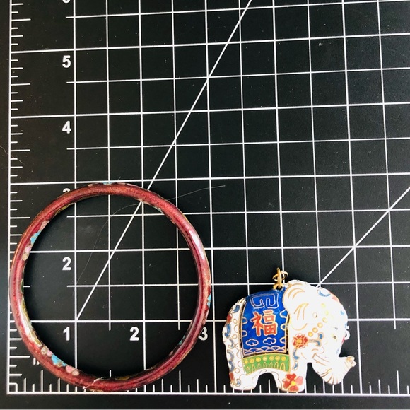 Vintage Cloisonne Elephant Pendant & Bangle - Picture 12 of 14